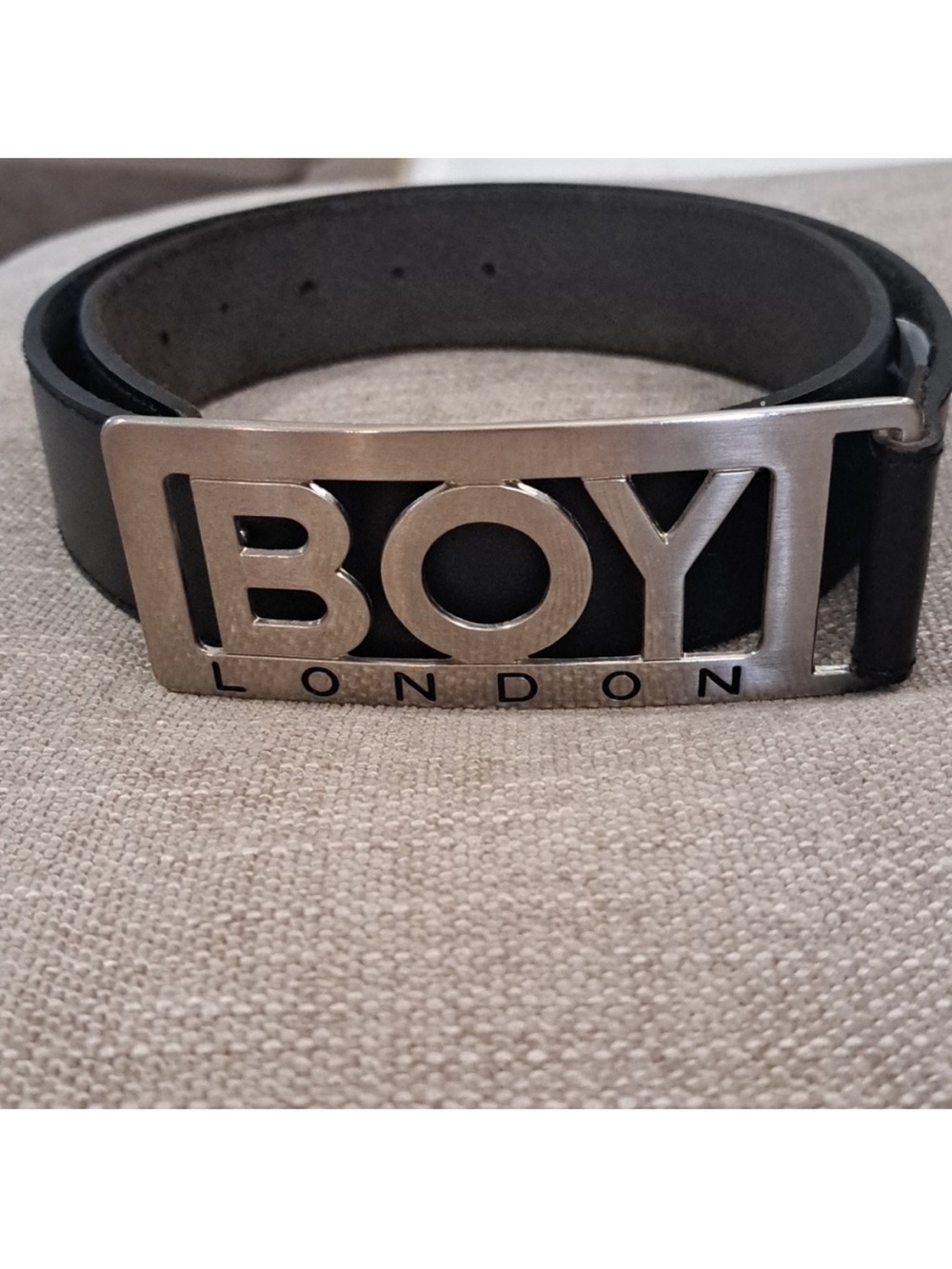 BOY London VINTAGE Black Leather Belt with Silver BOY Logo Buckle
